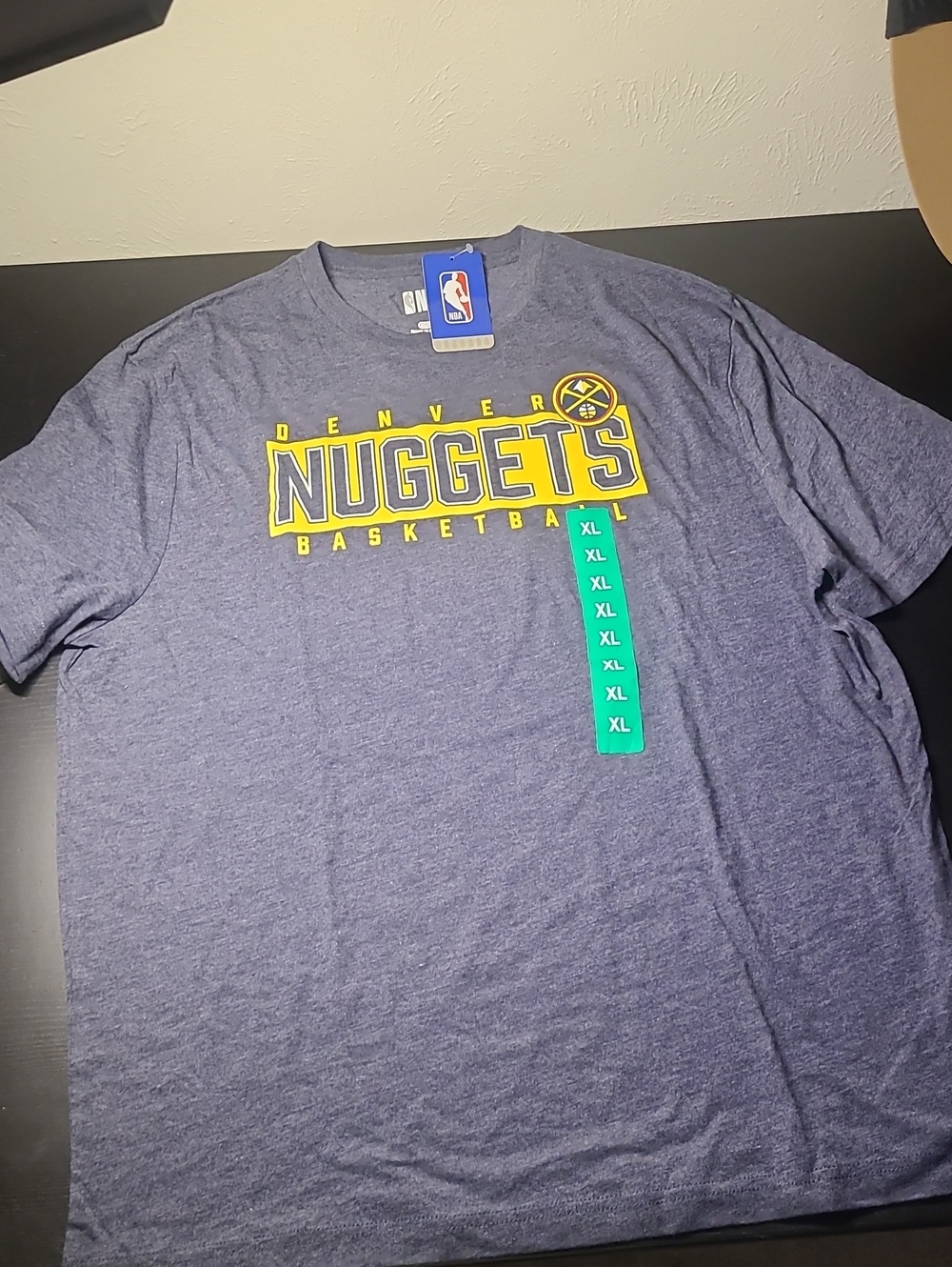 NBA Denver Nuggets Tee - Heather Navy with Yellow Logo
